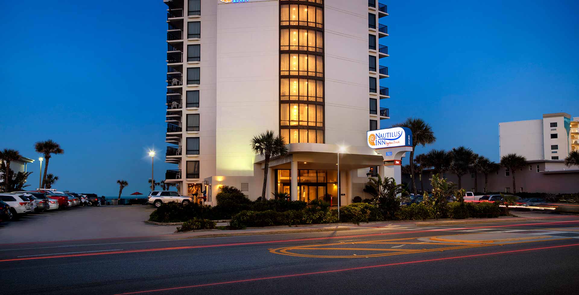 Street view of the Nautilus Inn on Daytona Beach