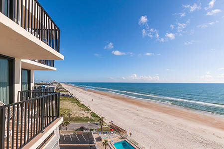 scenic balcony view over beach and Atlantic Ocean